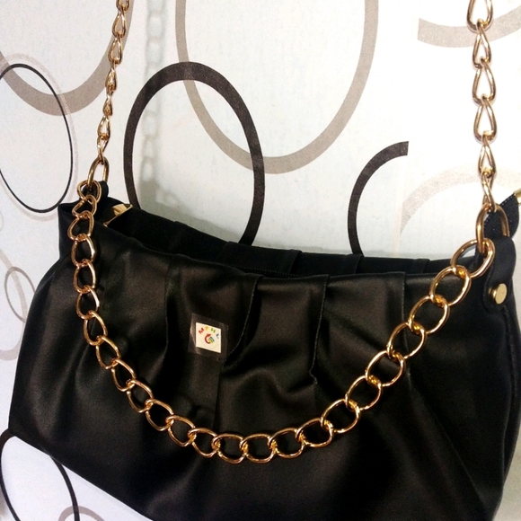 MFHL Handbags - MFHL Black new designer sling with long golden chain and black belt strap